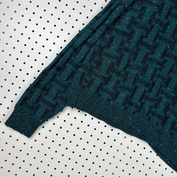 American Edition USA 90s Sweater Women's Large Chunky Knit Boxy Green Blue Multi - Picture 3 of 7
